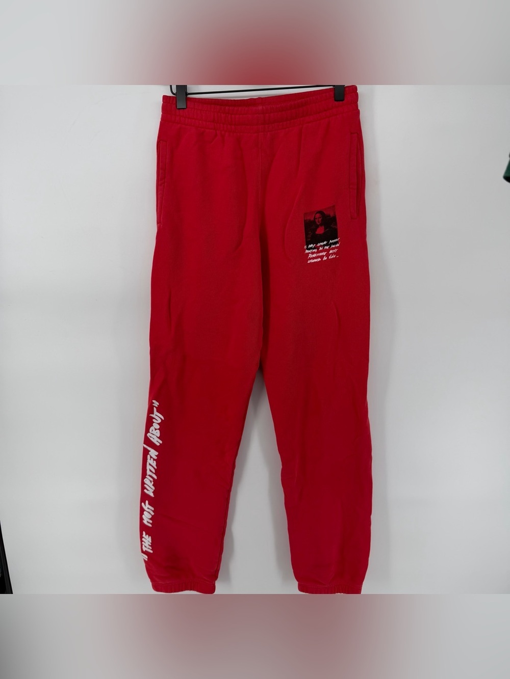 Off-White c/o Virgil Abloh SS19 Red Mona Lisa Print Sweatpants Joggers Size XS
